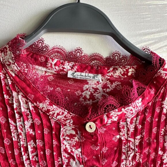 NWOT Free People x Intimately WOMEN'S BODYSUIT S, PINTUCKED LACE TRIM - Picture 9 of 13